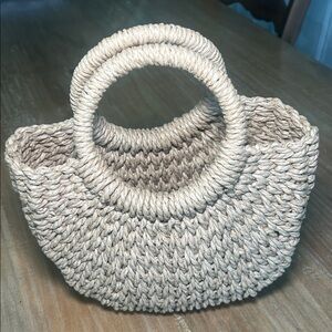 Elegant Tan Woven Tote Bag